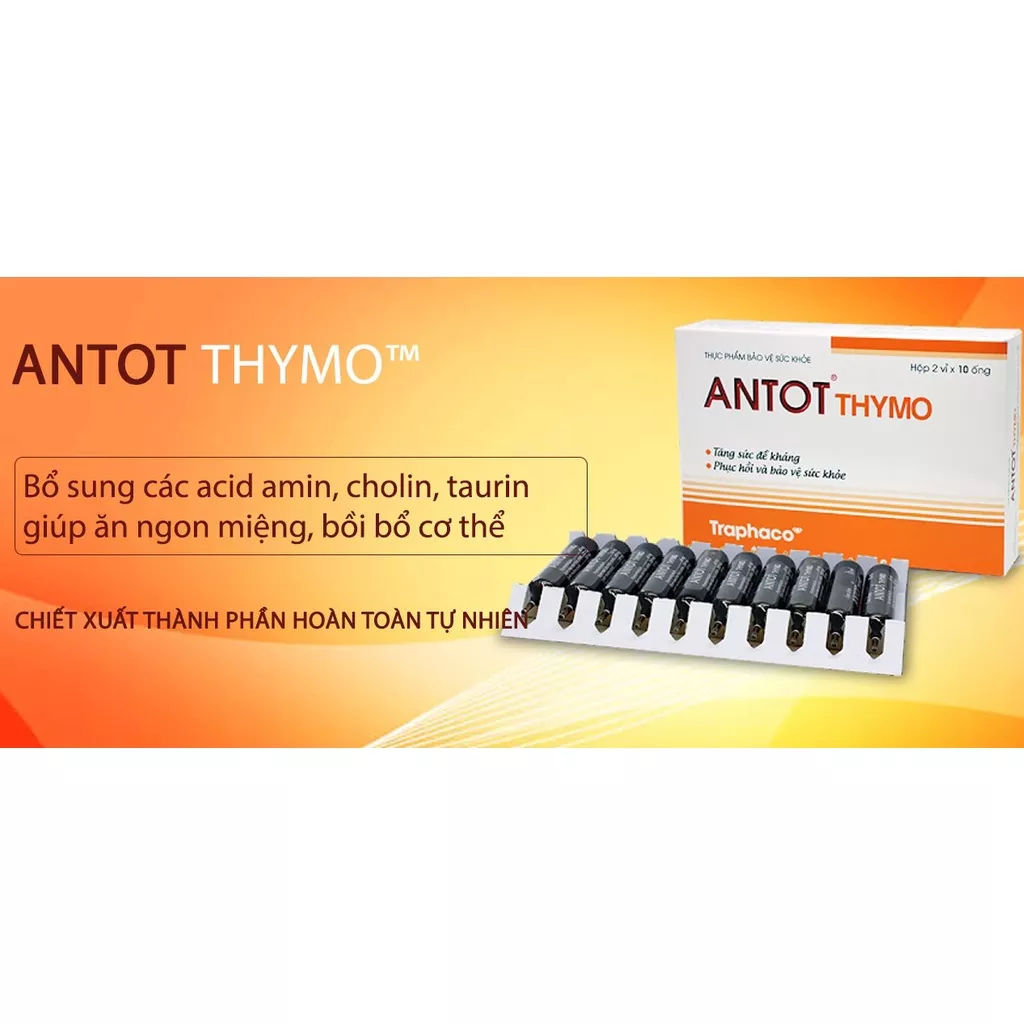 Bổ sung vitamin, tăng sức đề kháng cho bé Traphaco Antot Thymo (2 Vỉ x 10 Ống)