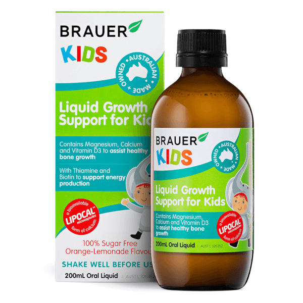 Thực phẩm bảo vệ sức khỏe bổ sung vitamin và khoáng chất Brauer Kids Liquid Growth Support for Kids (Chai 200ml)