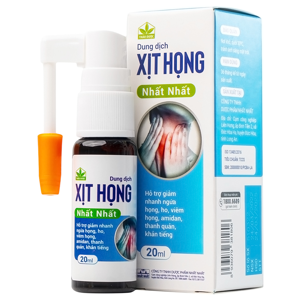 Dung dịch xịt họng Nhất Nhất hỗ trợ giảm ho, khản tiếng chai 20ml