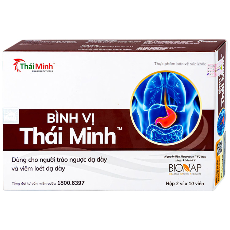 Bình Vị Thái Minh hỗ trợ điều trị viêm loét dạ dày hộp 20 viên